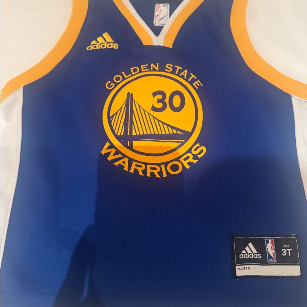 adidas Blue and Yellow Golden State Warriors Kids Tank Top